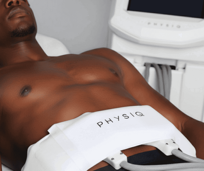 Man undergoing a Physiq body contouring treatment.